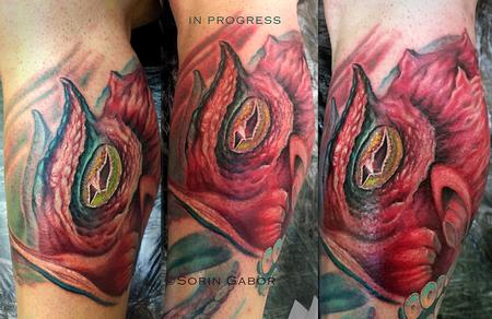 Sorin Gabor - In progress color realistic octopus and sealife half leg sleeve tattoo